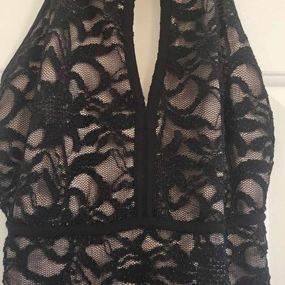 Maxi Lace Sequin Black Party Dress - Picture 3 of 5